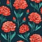 Hand-drawn Carnation Seamless Pattern With Bold Colors