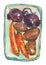 Hand drawn carrots, potatoes, beets