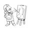 Hand drawn Cartoon Artist painter-Vector Illustration