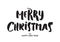 Hand drawn cartoon brush lettering of Merry Christmas isolated on white background.