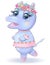 hand drawn cartoon hippo dancing ballet in a tutu. dancing animals.Children\\\'s illustration