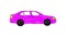 Hand Drawn Cartoon Pink Car Driving in a Loop in Alpha Channel