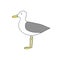 Hand drawn cartoon seagull. Isolated, on white background. Vector flat illustration