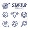 Hand drawn cartoon Start Up or Business Related Vector doodle Icons set. Contains such Icons as Bulb, Target, Chart and more