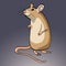 Hand-drawn cartoon-style cute smiling rat standing on the back legs