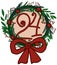 Hand-drawn cartoon vector wreath of mistletoe with the number 24 inside