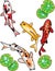 Hand drawn cartoony Koi fish vector illustration japanese carp Chinese goldfish and traditional fishery isolated