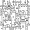 Hand drawn castle doodle tower vector pattern