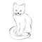 Hand drawn cat sketch, line art, pencil illustration of a sitting kitten.