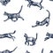 Hand drawn cats pattern