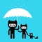 Hand drawn cats in the rain