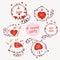 Hand drawn cats set with words. Cute doodle vector animals for prints , kid apparel, girlish fashion design print