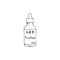 Hand-drawn CBD hemp tinkture. Vector illustration isolated on a white background. Serum bottle with hemp seed oil. Cannabis