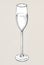 Hand drawn champagne glass gray scale