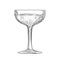 Hand drawn champagne glass sketch. Full sparkling wine glass