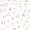 Hand drawn cherry blossom seamless pattern. Japanese spring style tossed botanical ditsy background. Soft pink neutral