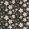 Hand drawn cherry blossom seamless pattern. Japanese sstyle tossed moody dark floral ditsy background. Soft pink neutral tones.