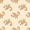 Hand drawn chibi opossum seamless pattern. Perfect print for tee, textile and fabric. Cute vector illustration for decor and