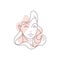 Hand drawn chic feminine spot pastel portrait with abstract minimalist design elements logo vector