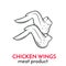 Hand drawn chicken wings icon.