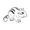 Hand drawn chipmunk. Black and white vector illustration in retro style