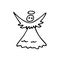 Hand Drawn christmas angel doodle. Sketch style icon. Decoration