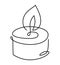 Hand drawn Christmas one line burning candle vector icon. Xmas advent outline illustration for greeting card, web design