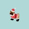 Hand drawn Christmas santa claus shar pei dog isolated on blue background.  Cartoon Xmas Santa dog. Great for holidays, Christmas