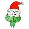 hand drawn christmas textured cartoon of kawaii frog