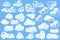 Hand drawn Clouds set. Scribble style. Ð¡halk drawing texture. Doodle vector collection