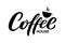 Hand drawn Coffee house text, typography lettering poster, calligraphy logo. Coffee drink logotype, badge. Coffee shop