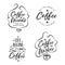 Hand drawn coffee related quotes set. Vector vintage illustration.