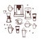 Hand drawn coffee set.Vector sketch illustration