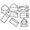 Hand drawn Collection of different envelopes with mail in doodle style vector isolated