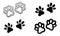 hand drawn collection of dog or cat footprints