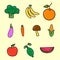 hand drawn collection of vegetables sticker vector