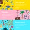 Hand drawn colored beach objects horizontal web banners. Vector summer travel doodle elements illustration with place