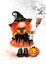 Hand drawn with Colored Pencils Illustration Postcard Little Witch Halloween Festive Decor Party Decoration