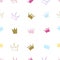 Hand drawn colorful crown. Seamless crown illustration pattern for fabric design gift paper