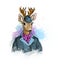 Hand drawn colorful cute hipster deer in Ð° vintage stylish gent