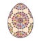 Hand drawn colorful Easter egg with patterns, curls, flowers. Spring Happy Easter egg with floral elements, decorative ornament.