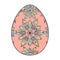 Hand drawn colorful Easter egg with patterns, curls, flowers. Spring Happy Easter egg with floral elements, decorative ornament.