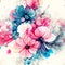 Hand drawn colorful flowers watercolor pattern background