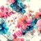 Hand drawn colorful flowers watercolor pattern background