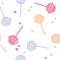 Hand drawn colorful lollipops background. Colorful sweets seamless pattern.