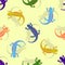Hand drawn colorful salamander seamless pattern