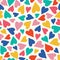 Hand drawn colorful tossed heart pattern. A pretty vector seamless repeat pattern ideal for valentines fabric, scrap