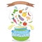 Hand drawn colorful vegetables background. Creative cooking collection.