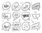 Hand drawn comic speech bubbles with popular message words vector collection