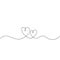 Hand drawn Continuous line drawing of love sign with hearts embrace minimalism design doodle